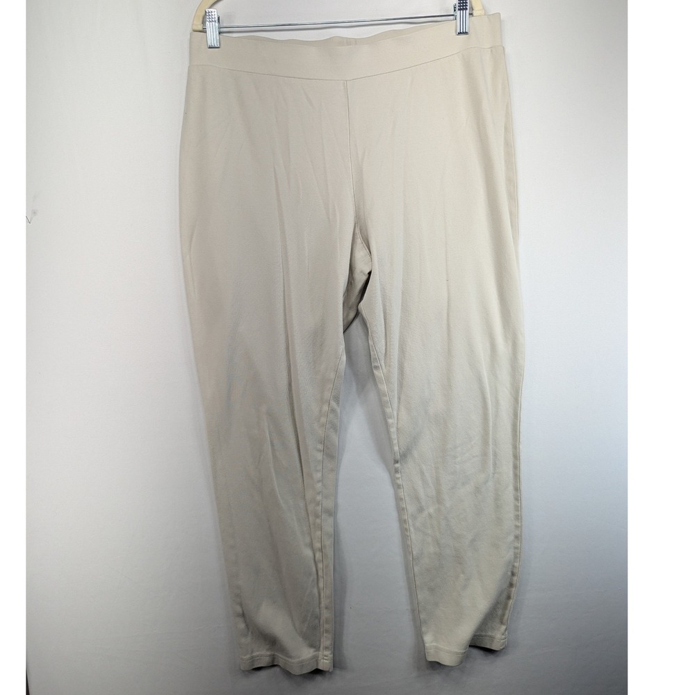 Appleseeds Womens Cream Cotton Spandex Knit Pull On Slim Leg Pants Large A22849
